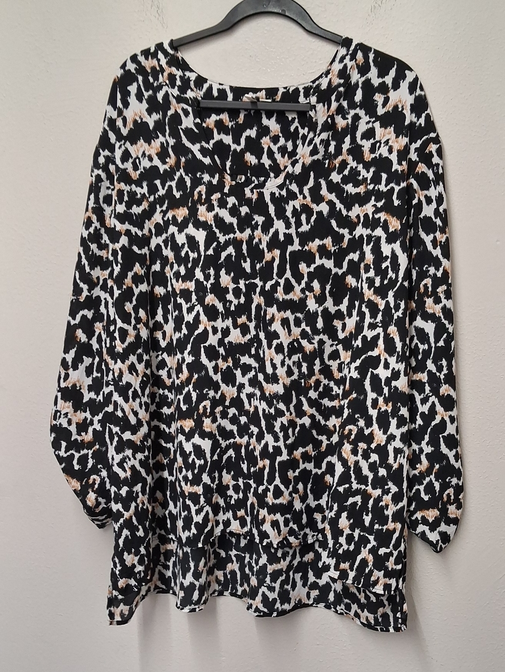 Cato Black, Cream and Tan Animal Print Long-Sleeve Tunic